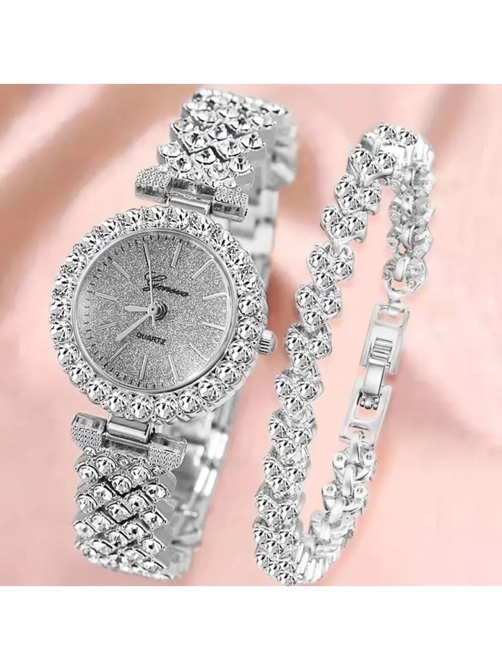 Geneva Crystal Watch + Tennis Bracelet Matching Set